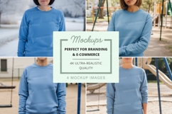 Light blue crew neck sweatshirt mockup Product Image 1