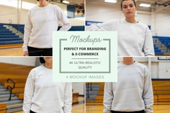 White sweatshirt mockup in gym setting Product Image 1
