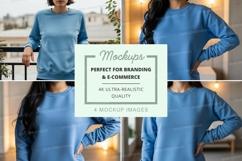 Blue long sleeve sweatshirt mockup Product Image 1