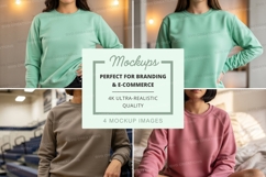 Oversized sweatshirt mockup with multiple models Product Image 1