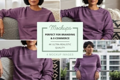 Purple long sleeve sweatshirt mockup on model Product Image 1