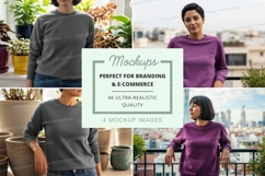 Women's long sleeve sweatshirt mockup Product Image 1