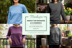 Long sleeve sweatshirt mockup in blue, gray, and purple Product Image 1