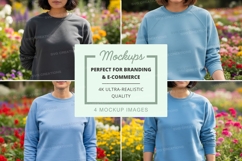 Sweatshirt mockup in black and light blue colors Product Image 1