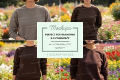 Oversized sweatshirt mockup in brown with floral background Product Image 1