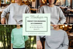 Sweatshirt mockup in light gray and mint green Product Image 1