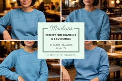Blue sweatshirt mockup with multiple models Product Image 1