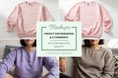 Pink sweatshirt mockup with two models Product Image 1