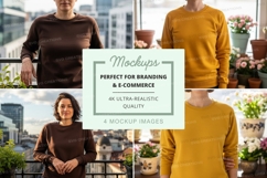 Sweatshirt mockup on balcony with potted plants Product Image 1