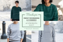 Sweatshirt mockup - crew neck, oversized fit, green and gray Product Image 1