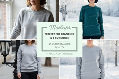 Sweatshirt mockup in light gray and dark green Product Image 1