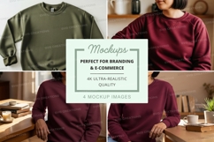 Oversized sweatshirt mockup in green and burgundy Product Image 1