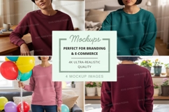 Sweatshirt mockup - long sleeve crew neck in burgundy and te Product Image 1