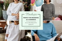 Group of people wearing crew neck sweatshirts mockup Product Image 1