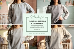 Oversized crew neck sweatshirt mockup in gray Product Image 1