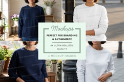 Sweatshirt mockup - crew neck, long sleeve, blue and white Product Image 1