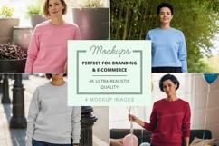 Long sleeve sweatshirt mockup in various colors Product Image 1