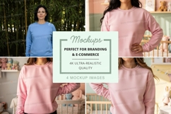 Long sleeve sweatshirt mockup with multiple models Product Image 1