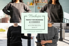 Sweatshirt mockup - crew neck, oversized fit, gray and black Product Image 1