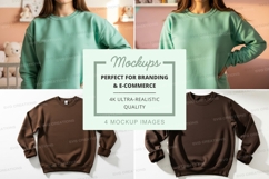 Sweatshirt mockup - oversized fit, crew neck, light green an Product Image 1