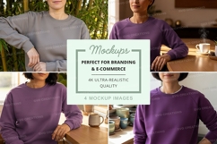 Purple sweatshirt mockup with multiple views Product Image 1
