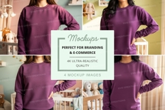 Purple long sleeve t-shirt mockup with model Product Image 1