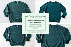 Dark green crew neck sweatshirt mockup Product Image 1
