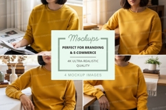 Mustard yellow crew neck sweatshirt mockup Product Image 1