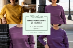 Sweatshirt mockup - crew neck, oversized fit, mustard and pu Product Image 1