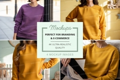 Oversized sweatshirt mockup in purple and yellow Product Image 1
