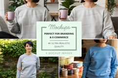 Sweatshirt mockup in light gray and blue colors Product Image 1