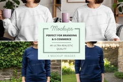 Mockup of two people wearing sweatshirts holding mugs Product Image 1
