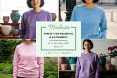 Long sleeve sweatshirt mockup in various colors Product Image 1