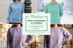 Sweatshirt mockup in light blue, mint green, and lavender co Product Image 1