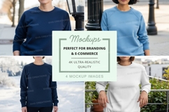 Long sleeve crew neck sweatshirt mockup in various colors Product Image 1