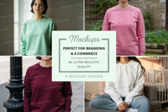 Group mockup of long sleeve sweatshirts in various colors Product Image 1