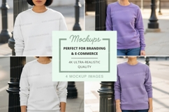 Sweatshirt mockup with models in urban setting Product Image 1