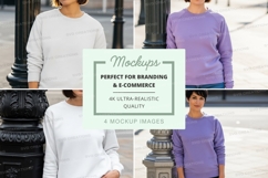 Sweatshirt mockup with models in urban setting Product Image 1