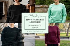 Long sleeve t-shirt mockup in black, mint green, and burgund Product Image 1