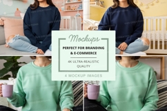 Sweatshirt mockup - crew neck, long sleeve, blue and green Product Image 1