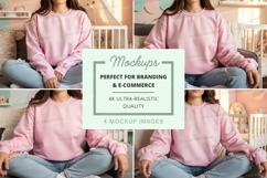 Pink long sleeve sweatshirt mockup Product Image 1