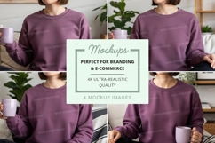 Purple crew neck sweatshirt mockup Product Image 1