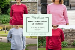 Long sleeve sweatshirt mockup with multiple models Product Image 1