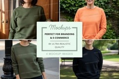Long sleeve sweatshirt mockup in olive, orange, and black Product Image 1