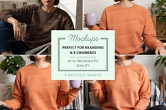 Sweatshirt mockup in brown and orange with coffee cups Product Image 1