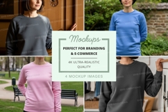 Long sleeve sweatshirt mockup in various colors Product Image 1