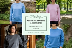 Sweatshirt mockup in blue and pink with models Product Image 1