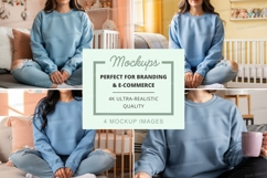 Women's light blue crew neck sweatshirt mockup Product Image 1