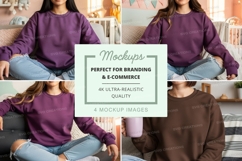 Sweatshirt mockup - crew neck, purple and brown, group setti Product Image 1
