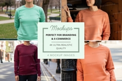 Four-person sweatshirt mockup in various colors Product Image 1